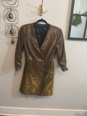 Zara Basic Black Jacket with Gold Trim